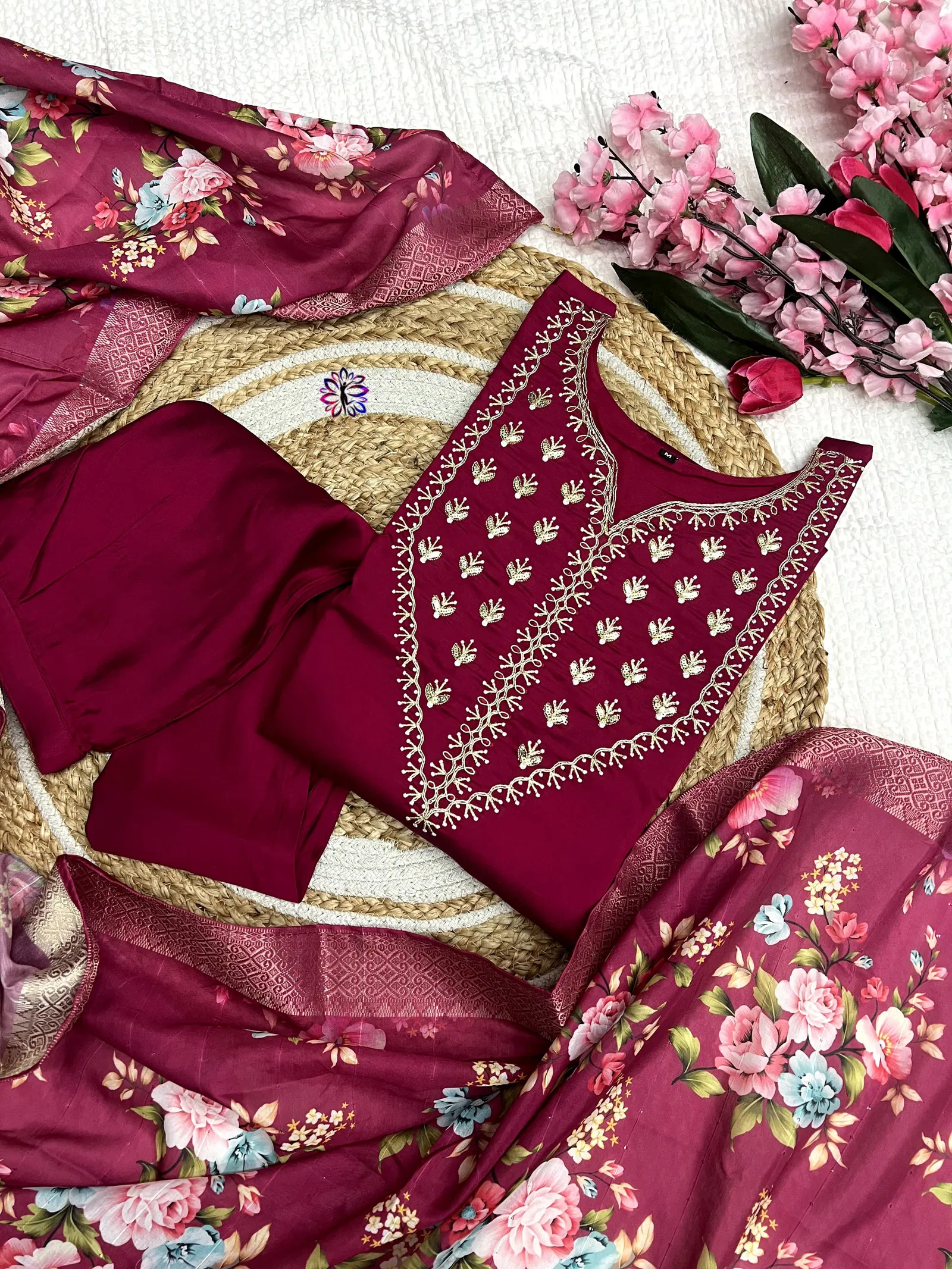 KF 3294 Kalaai Roman Silk Embroidered Kurti With Bottom Dupatta Exporters In India